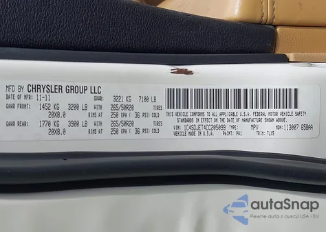 2012 Dodge Durango Citadel z USA, uszkodzony, nr VIN 1C4SDJET4CC205099